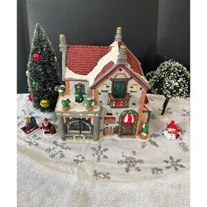 Christmas Village Scene With Accessories - Apres Ski Shop Trees Santa & Snowman